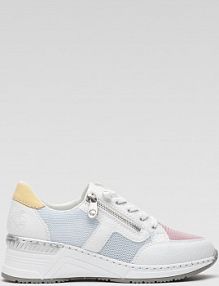 Półbuty sznurowane Rieker białe damskie N4359-90