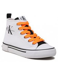 Trzewiki Calvin Klein Jeans białe dziecięce High Top Lace Up Sneaker V3X9-80569-0890X002 M White/Bl