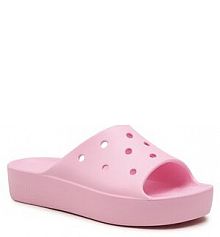 Klapki na koturnie Crocs różowe 