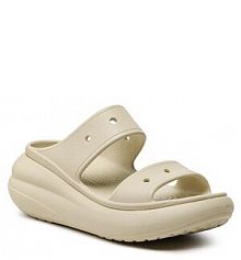 Klapki na koturnie Crocs beżowe 