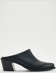 Skórzane klapki typu mule Reserved czarne damskie 7643S-99X