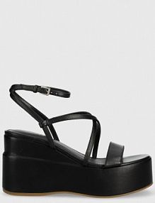 Sandały na koturnie Guess  czarne FL6ZLL.LEA04.BLACK