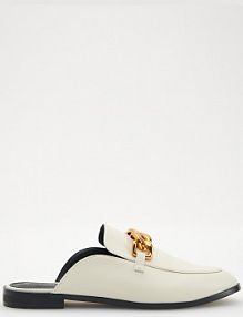 Skórzane klapki typu mule Reserved białe damskie 7730S-00X