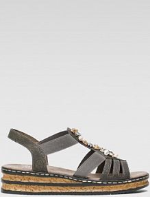 Sandały na koturnie Rieker szare 62949-45