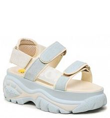 Sandały na koturnie Buffalo niebieskie 