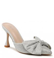 Klapki na szpilce DeeZee srebrne 