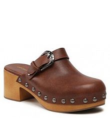 Klapki na słupku DeeZee brązowe 