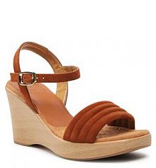 Sandały na koturnie Unisa brązowe 