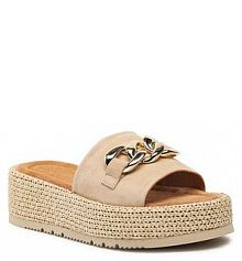 Klapki espadryle Unisa beżowe damskie 