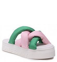 Klapki na koturnie Tommy Jeans zielone 