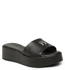 Klapki na koturnie Tommy Hilfiger czarne 