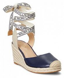 Sandały na koturnie Lauren Ralph Lauren granatowe 