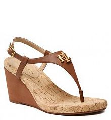 Sandały na koturnie Lauren Ralph Lauren brązowe 