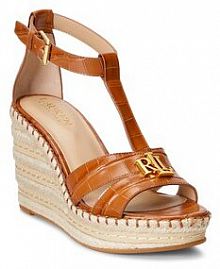 Sandały na koturnie Lauren Ralph Lauren beżowe 