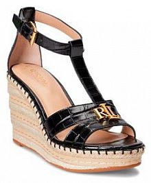 Sandały na koturnie LAUREN RALPH LAUREN czarne 