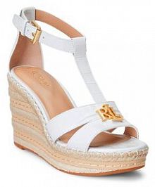 Sandały na koturnie Lauren Ralph Lauren białe 