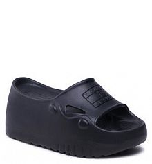 Klapki na koturnie Tommy Jeans czarne 