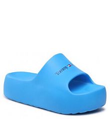 Klapki na koturnie Tommy Jeans niebieskie 