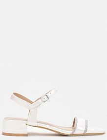 Białe Sandały w Cyrkonie na Niskim Słupku Kanora Renee
