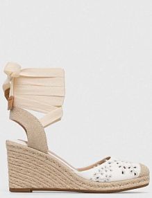 Sandały na koturnie Lauren Ralph Lauren  białe 802896868003.WHITE