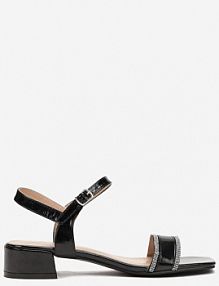 Czarne Sandały w Cyrkonie na Niskim Słupku Kanora Renee