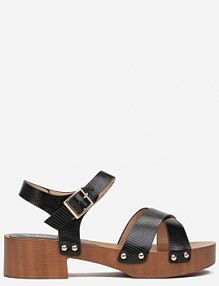 Czarne Sandały na Niskim Słupku z Otwartym Noskiem Yalexi Renee