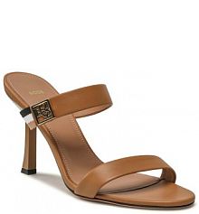 Klapki na szpilce Boss brązowe 