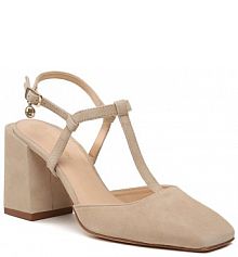 Sandały na słupku Solo Femme beżowe 