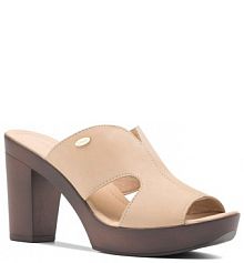 Klapki na słupku Lasocki beżowe 