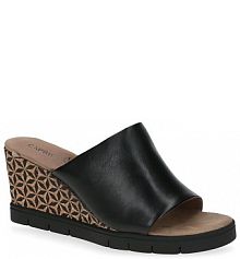 Klapki na koturnie Caprice czarne 