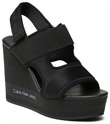 Sandały na koturnie Calvin Klein Jeans czarne 