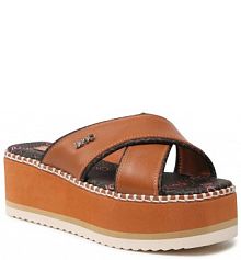 Klapki na koturnie Liu Jo brązowe 