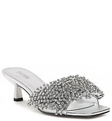 Klapki na szpilce MICHAEL Michael Kors srebrne 