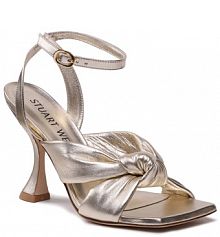 Sandały na słupku Stuart Weitzman złote 