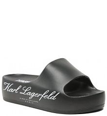 Klapki na koturnie KARL LAGERFELD czarne 