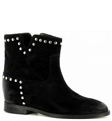 Botki na koturnie Carinii czarne