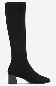 Czarne Kozaki na Słupku z Imitacji Zamszu Haziela vices