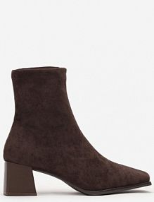 Brązowe Botki na Słupku z Kwadratowym Noskiem Jozelinetta vices