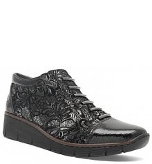 Botki na koturnie Rieker czarne 