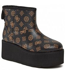 Botki na koturnie Guess brązowe 