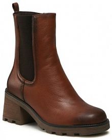 Botki na słupku Caprice brązowe 