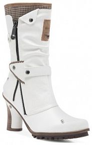 Kozaki na obcasie Mustang białe 