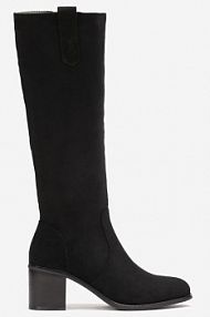 Czarne Kozaki na Klasycznym Słupku z Imitacji Zamszu Misokse vices