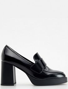 Mokasyny na wysokim obcasie Reserved czarne damskie 1638V-99X