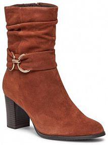 Botki na słupku Caprice brązowe 