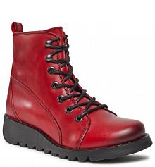 Botki na koturnie Fly London czerwone 