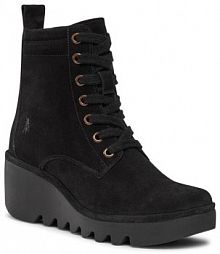 Botki na koturnie Fly London czarne 