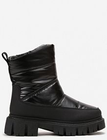 Czarne Śniegowce za Kostkę z Pikowaniem i Niską Platformą Laugas vices damskie