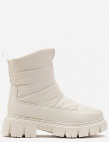 Beżowe Śniegowce za Kostkę z Pikowaniem i Niską Platformą Laugas vices damskie