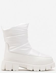 Białe Śniegowce za Kostkę z Pikowaniem i Niską Platformą Laugas vices damskie